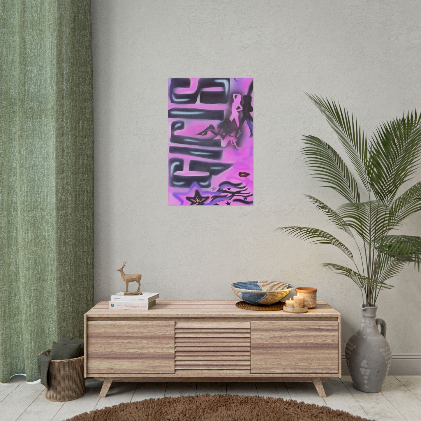 "neon nights" airbrush rolled print