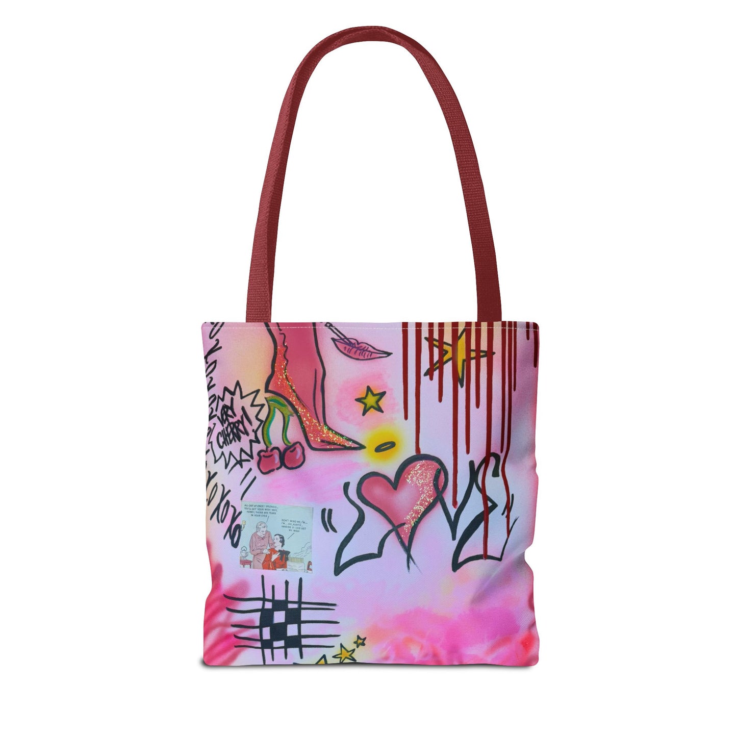 "cherry luvr" airbrush tote bag