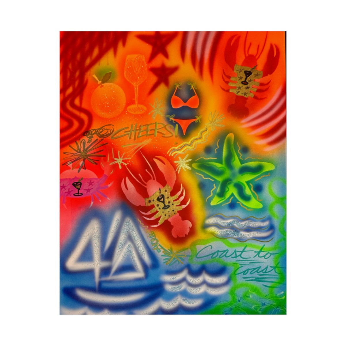 "tipsy lobster" airbrush rolled print