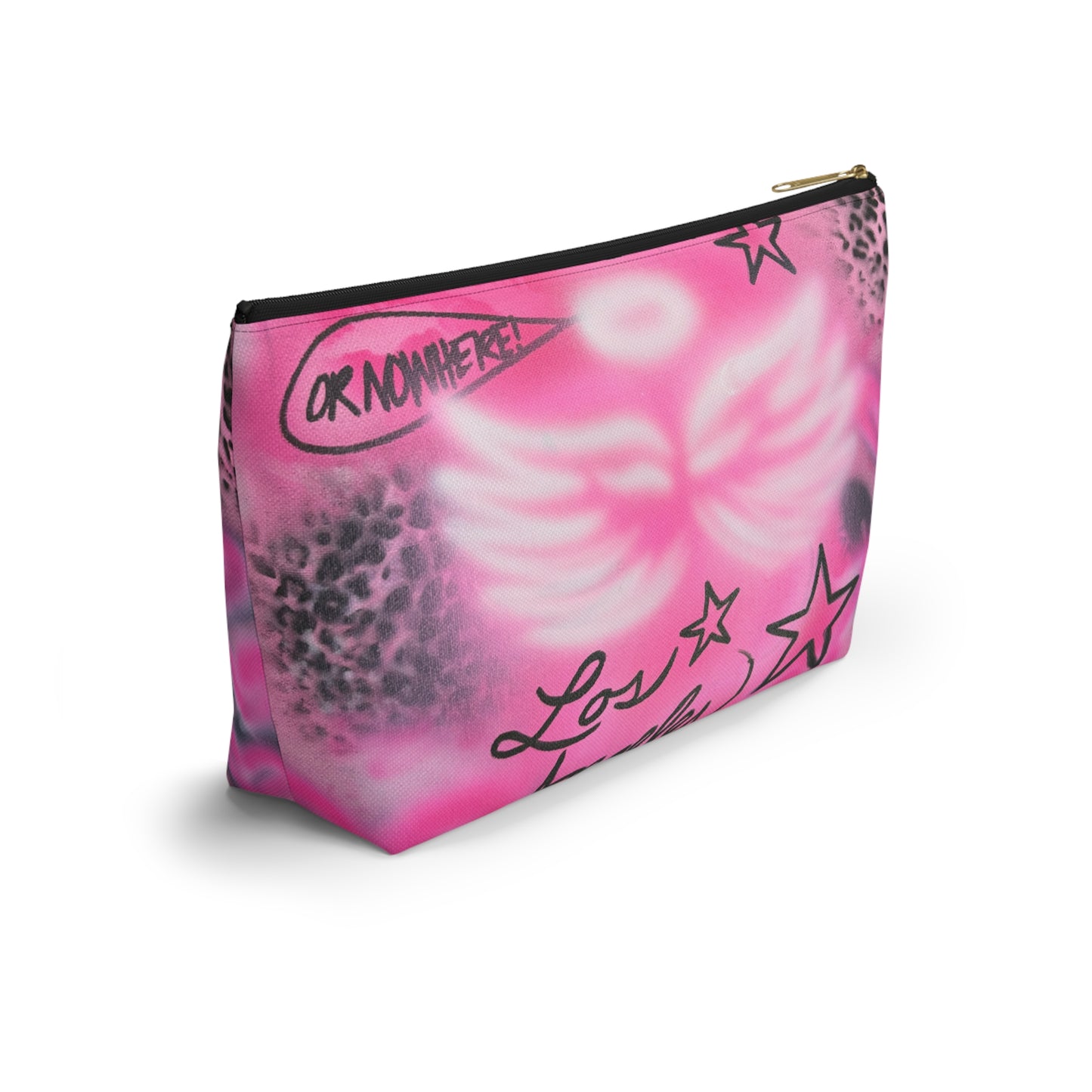"pink angel wings" airbrush makeup pouch