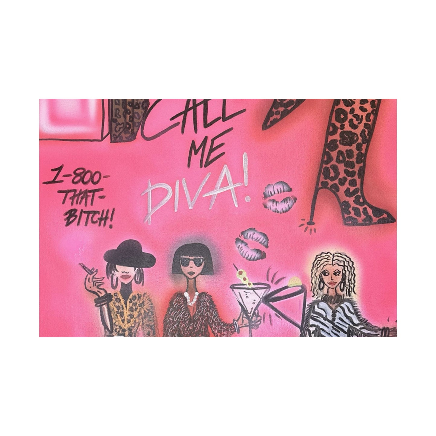 "party diva" airbrush horizontal print