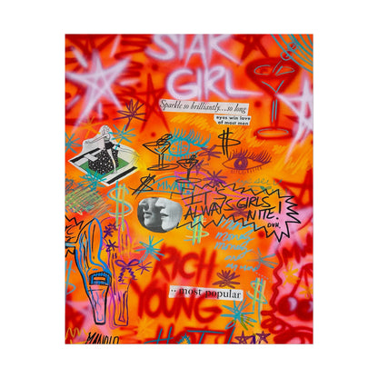 "young, rich, hot" airbrush rolled print
