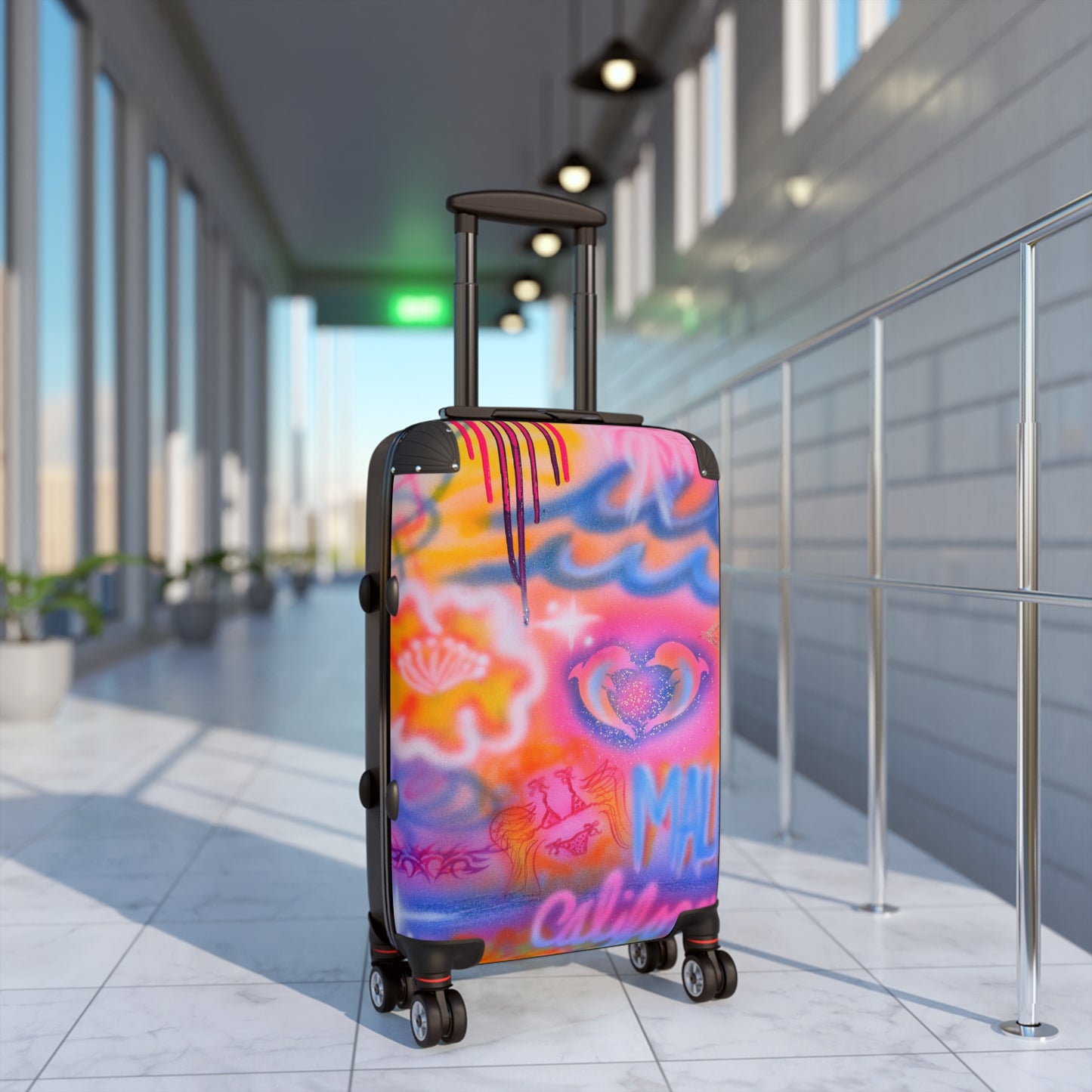 "mornings in malibu" airbrush suitcase
