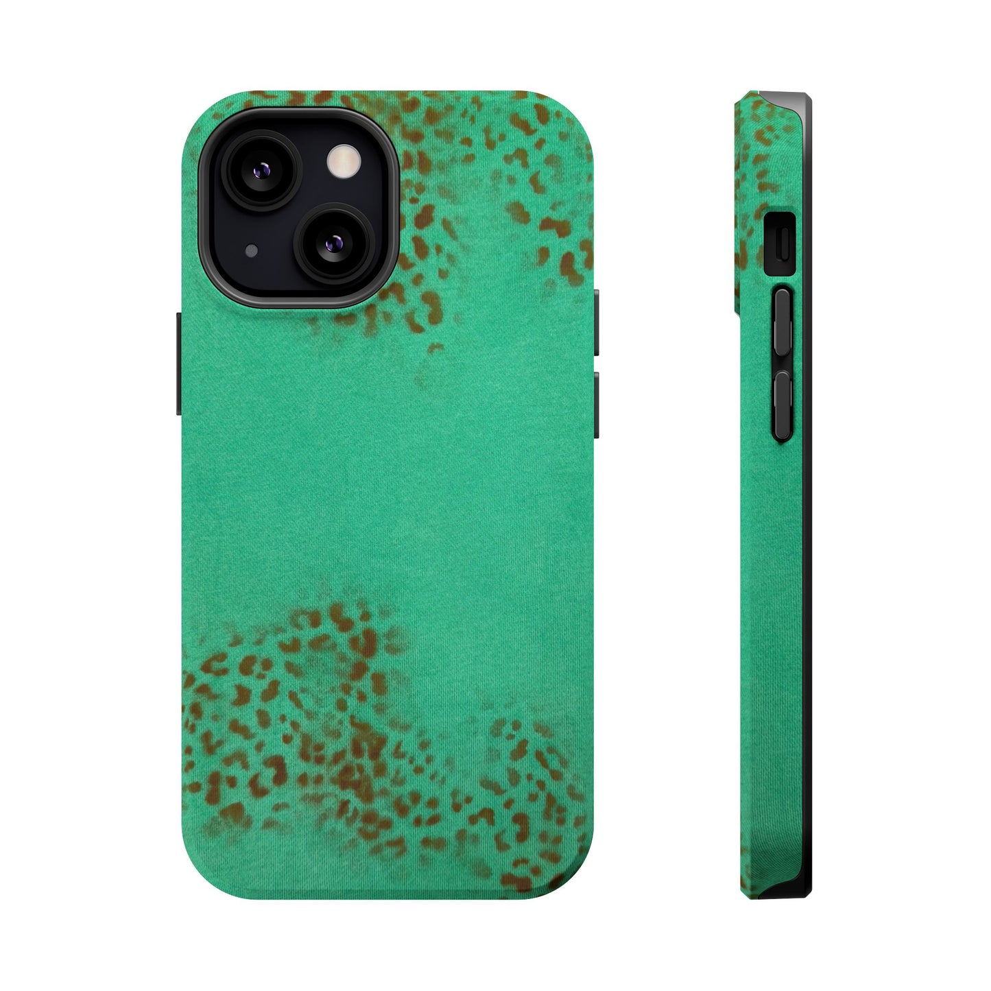 MagSafe "teal cheetah" airbrush iPhone case