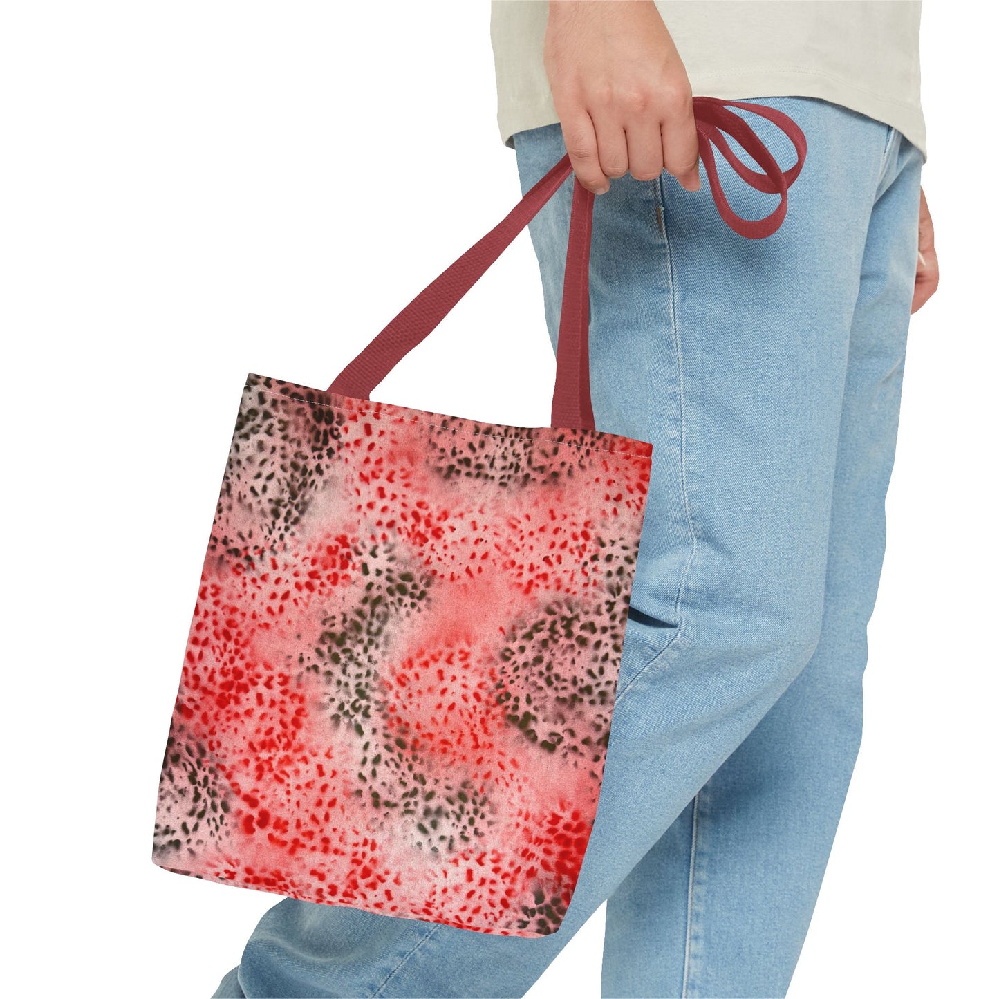 "red cheetah" airbrush tote bag