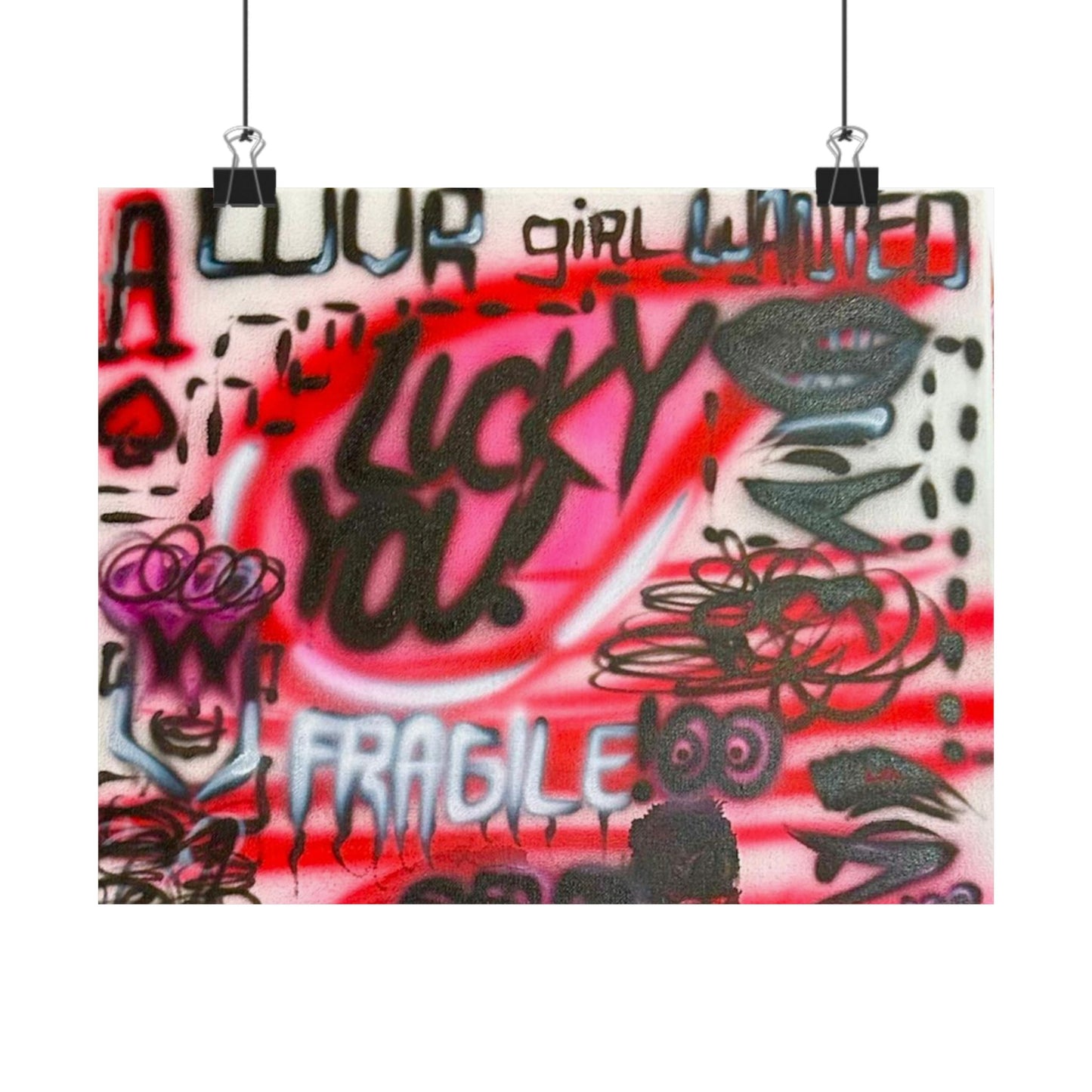 "lucky you!" airbrush horizontal print