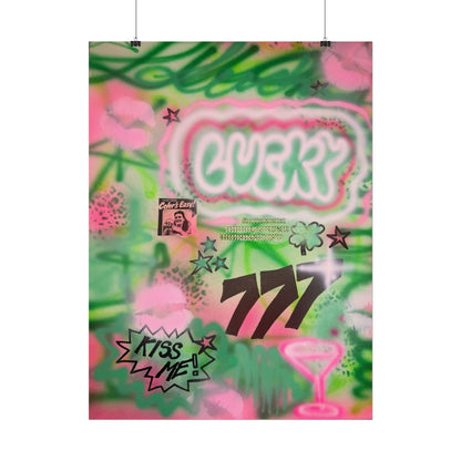 "so lucky" airbrush rolled print