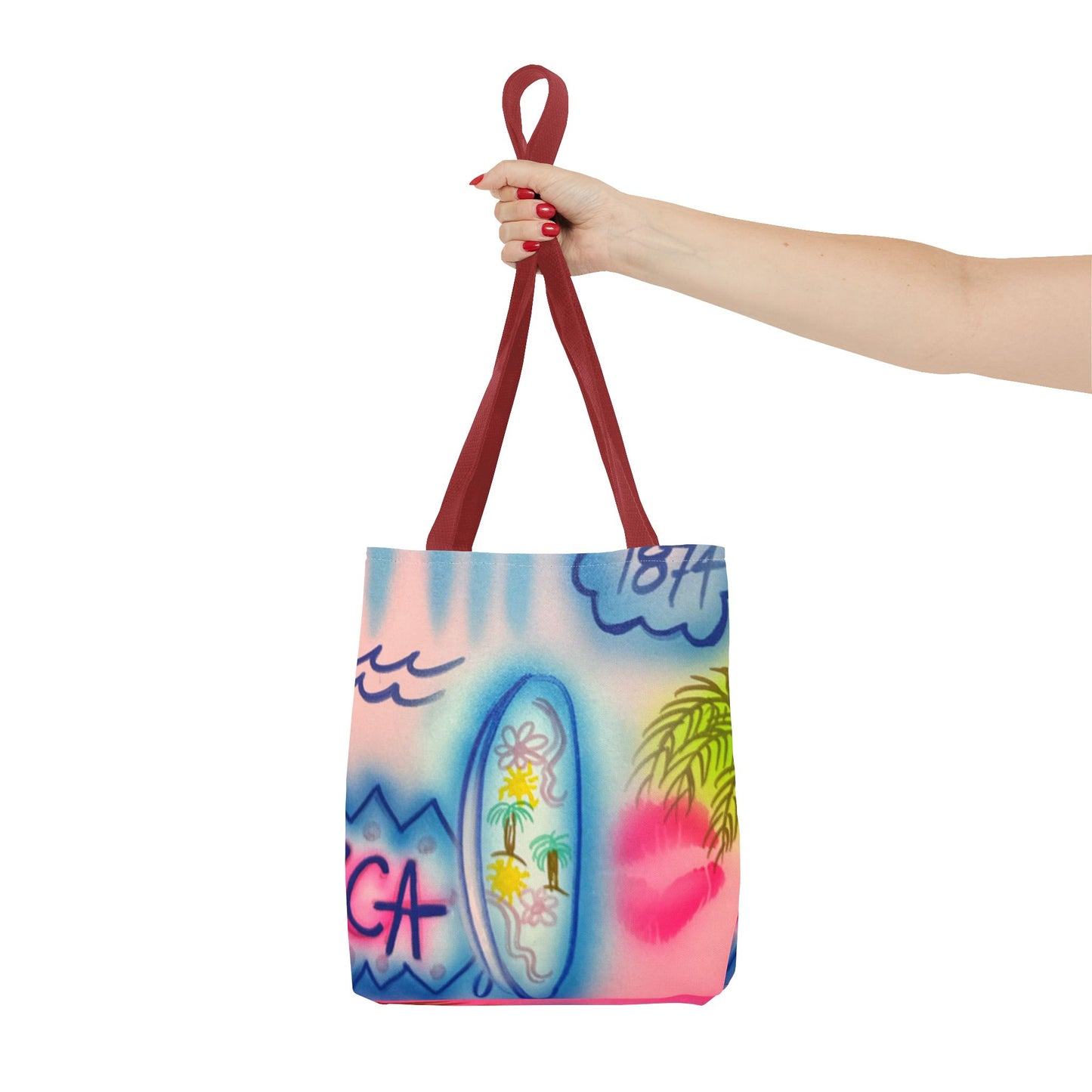 "in the wave" airbrush tote bag