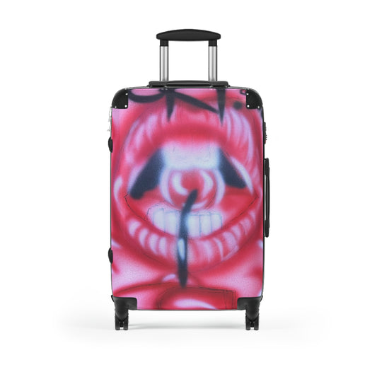"be happy go lucky" airbrush suitcase