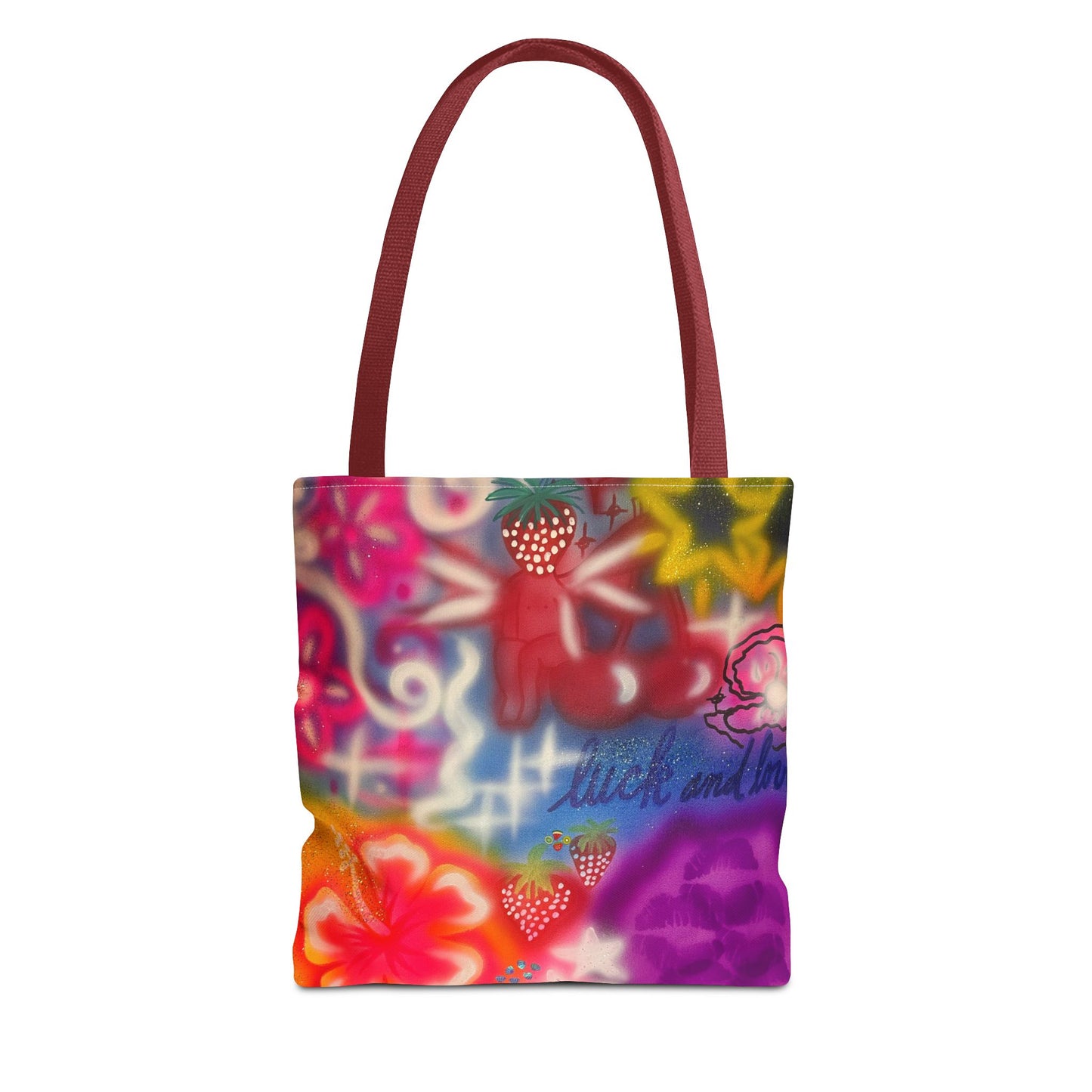 "luck n luv" airbrush tote bag
