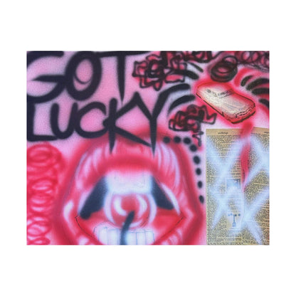 "be happy go lucky" airbrush horizontal print