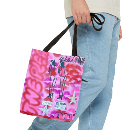 "tickled pink" airbrush tote bag