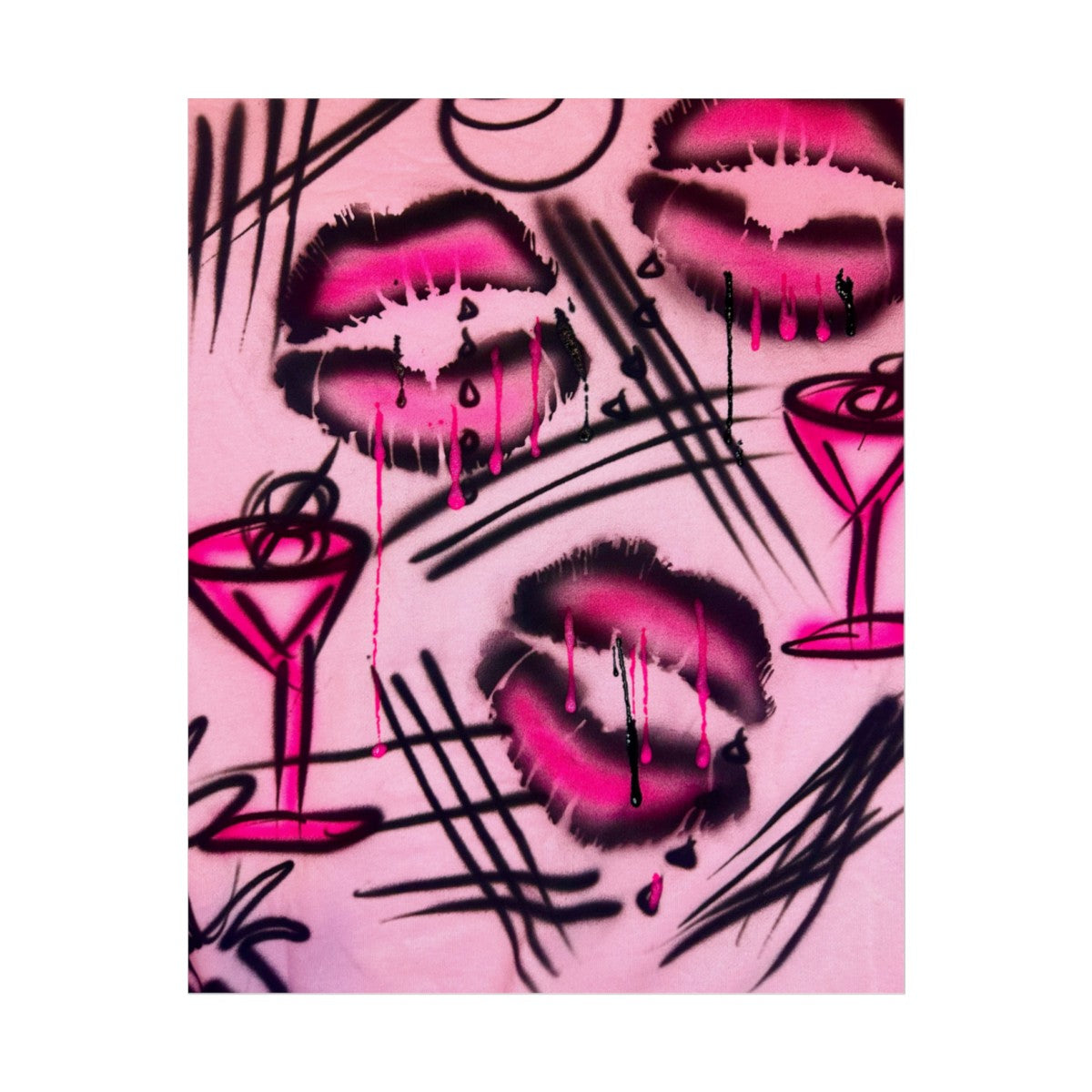 "glossy pout" airbrush rolled print