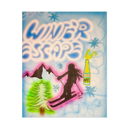 "winter escape" airbrush rolled print