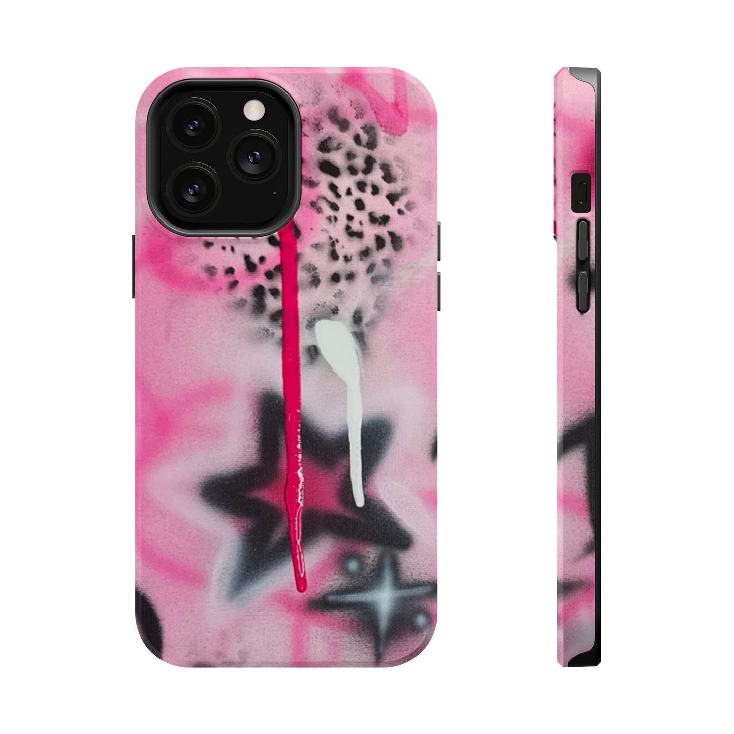 MagSafe "pink cheetah" airbrush iPhone case
