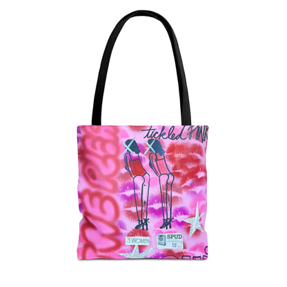 "tickled pink" airbrush tote bag
