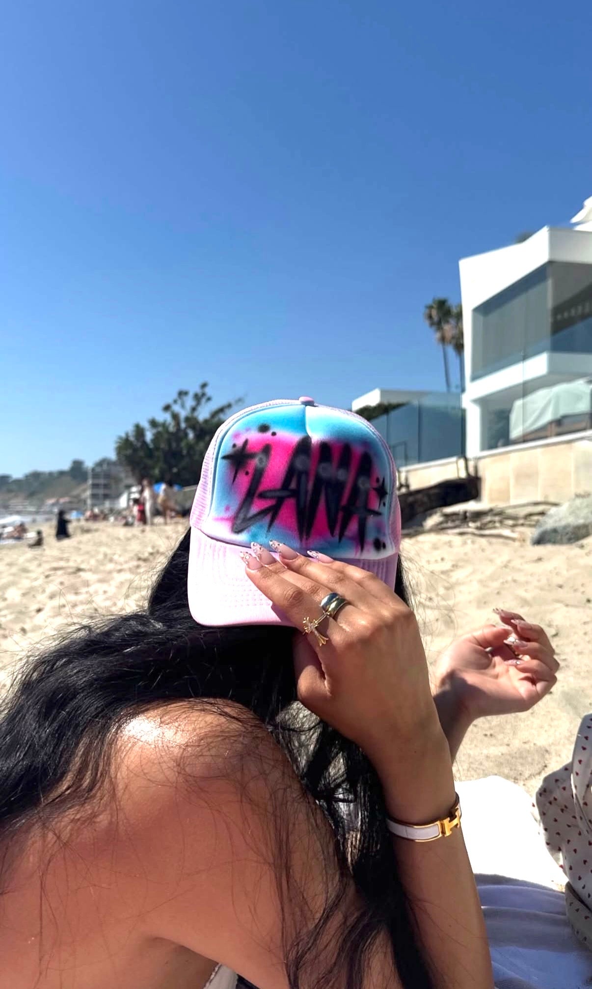 custom name airbrush trucker hat