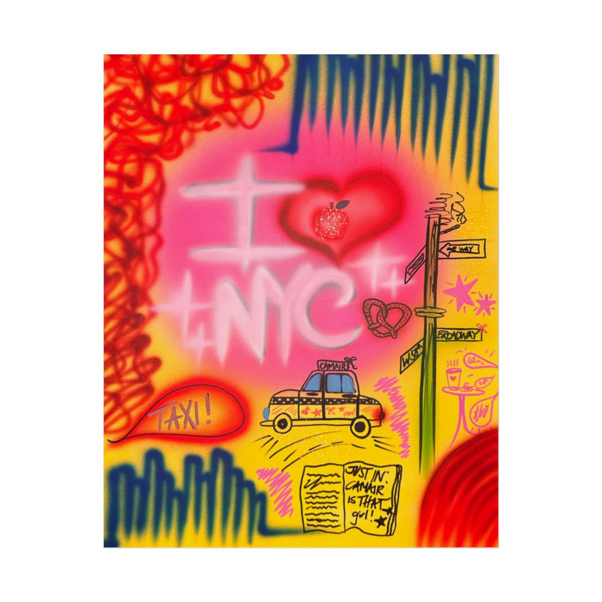 "in the city" airbrush rolled print