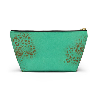 "teal cheetah" airbrush makeup pouch