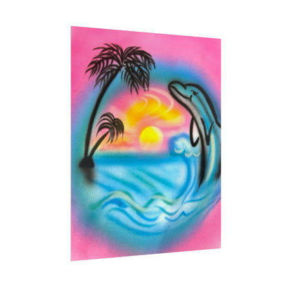 "dolphin love" airbrush rolled print