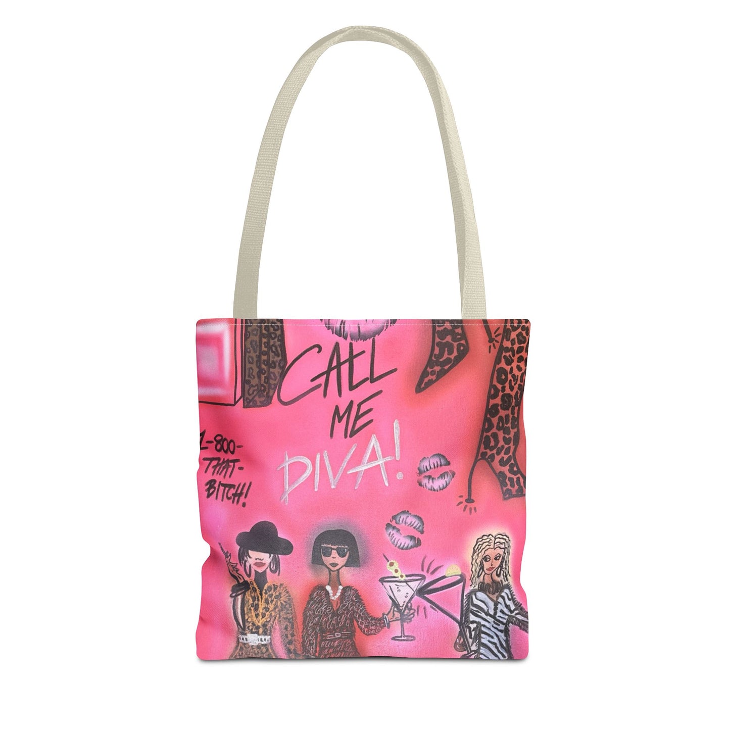 "party diva" airbrush tote bag