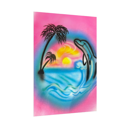 "dolphin love" airbrush rolled print