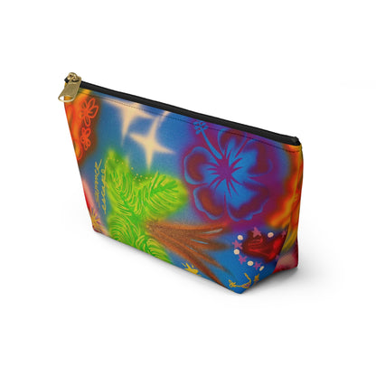 "neon blue palms" airbrush makeup pouch