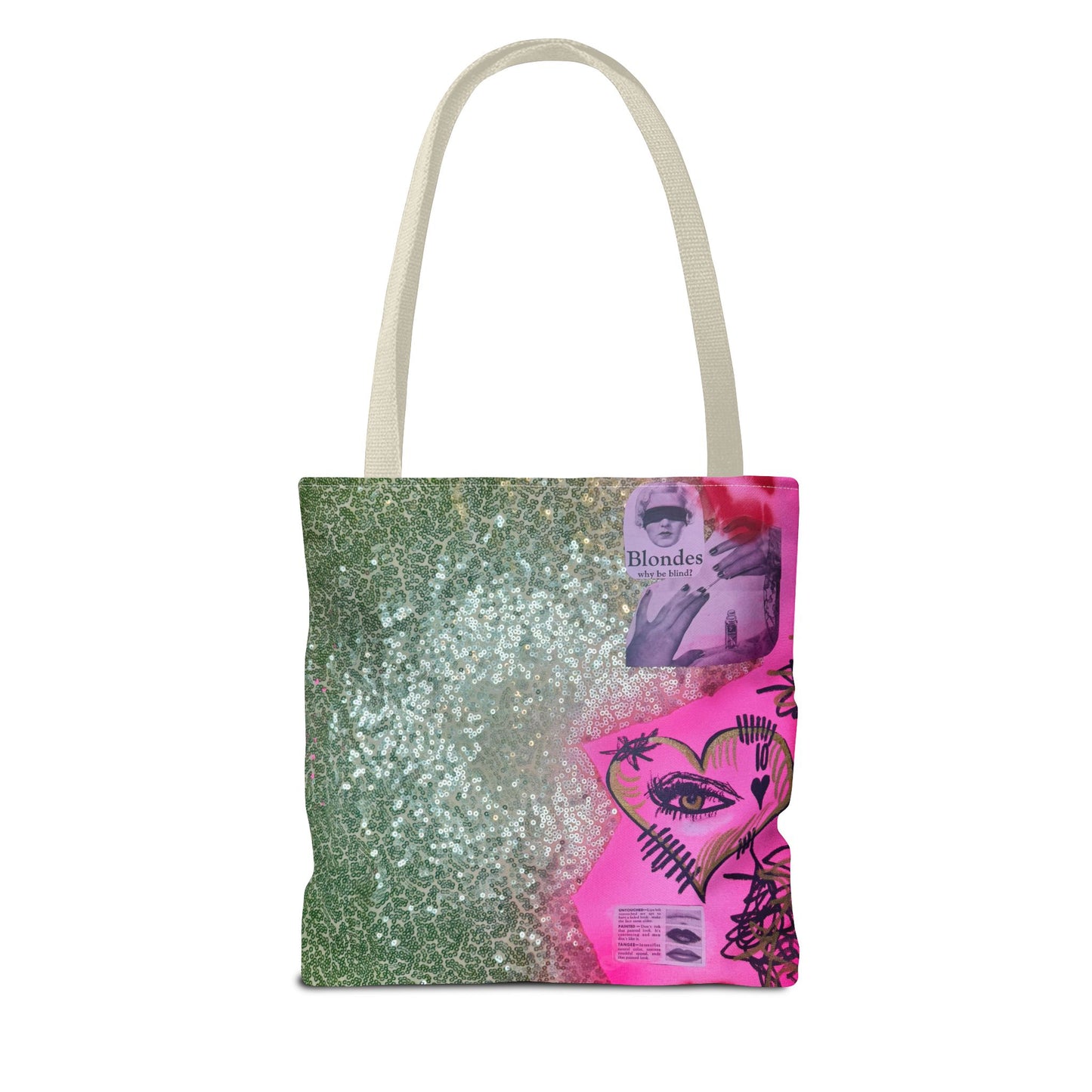 "glitter gloss" airbrush tote bag