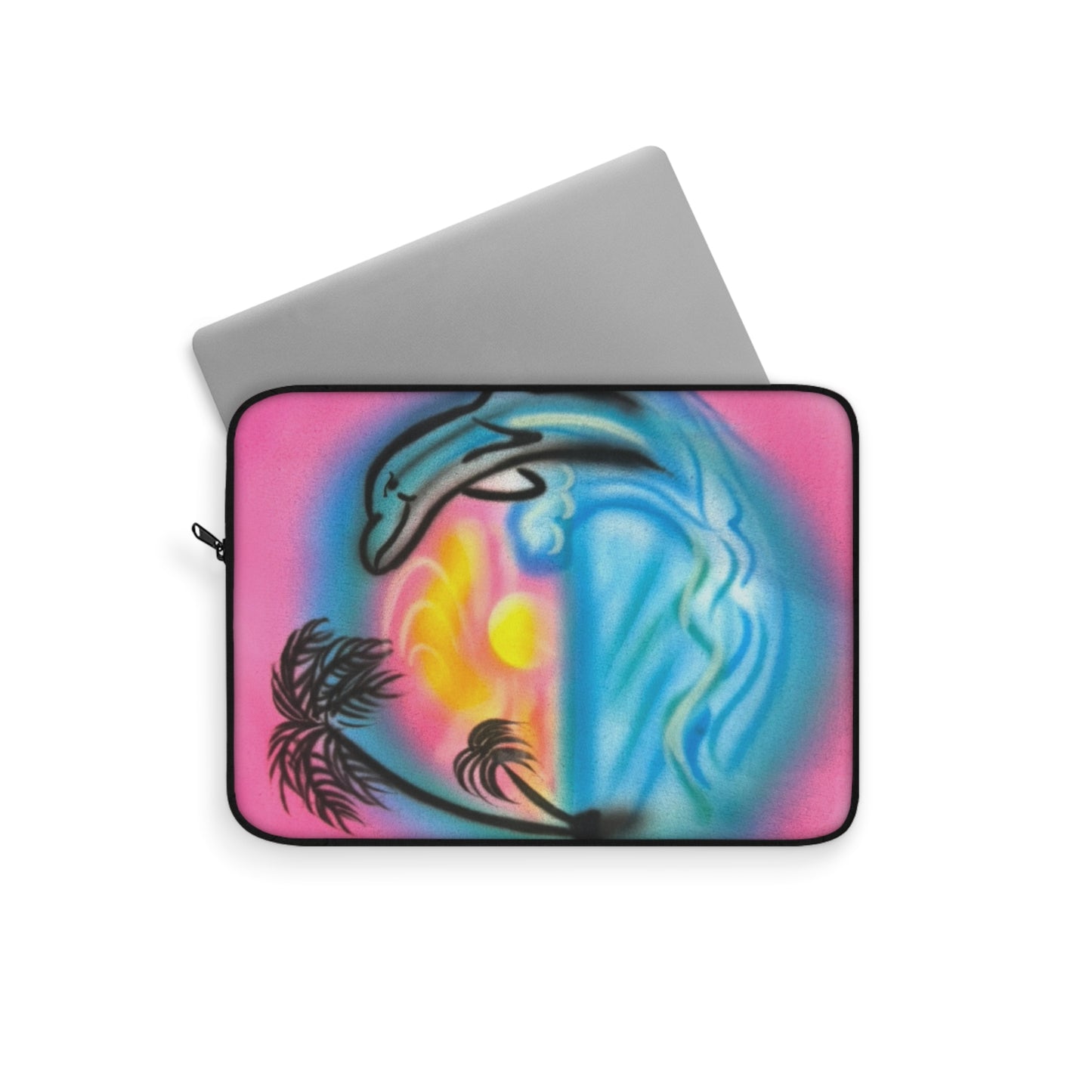 "dolphin love" airbrush laptop sleeve