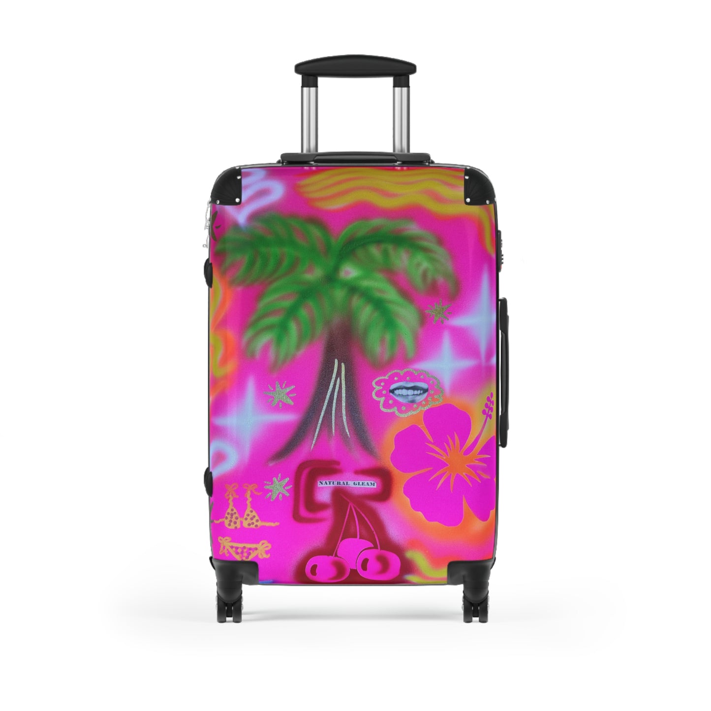 "pink neon palms" airbrush suitcase