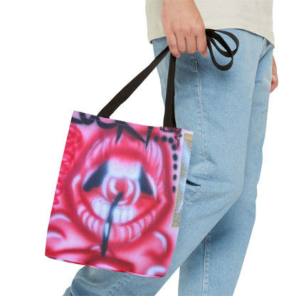 "be happy go lucky" airbrush tote bag