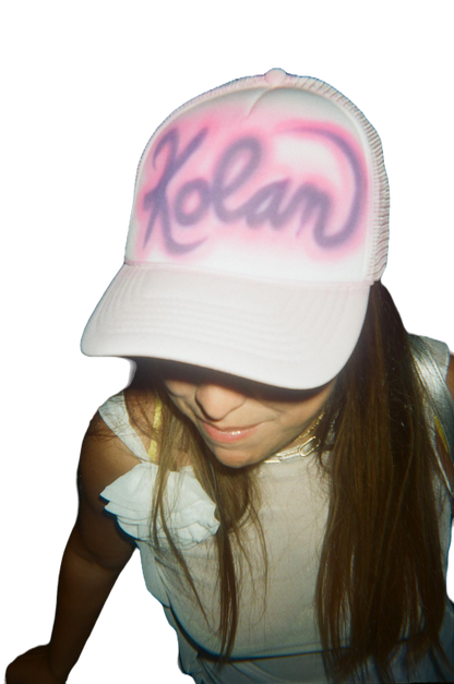 custom name airbrush trucker hat