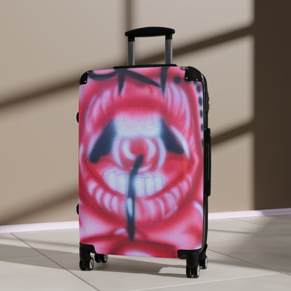 "be happy go lucky" airbrush suitcase