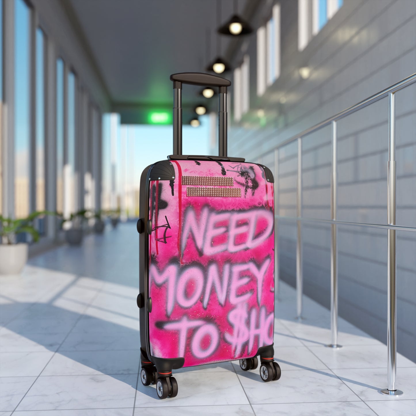"need $$ to shop" airbrush suitcase