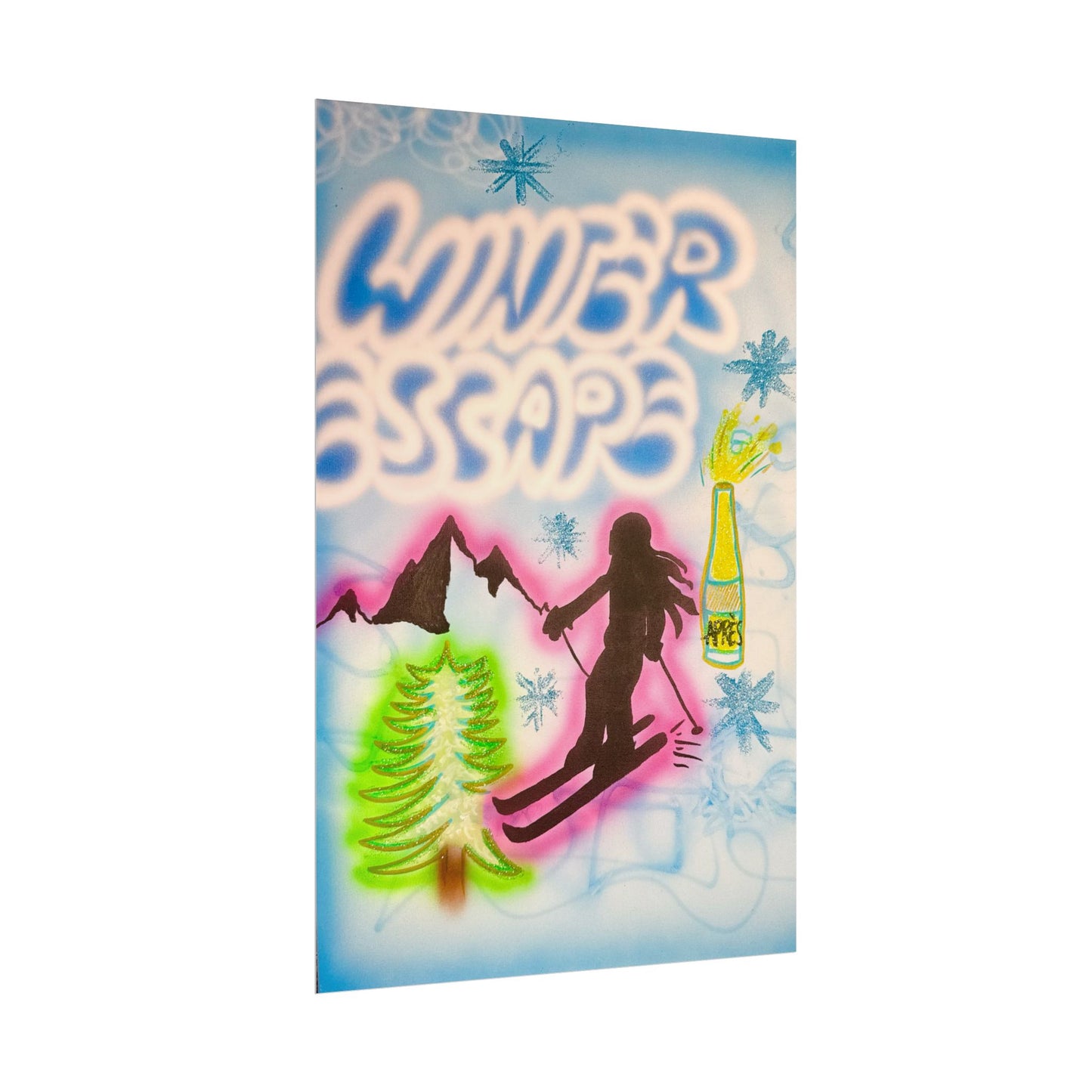 "winter escape" airbrush rolled print