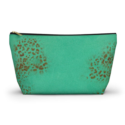 "teal cheetah" airbrush makeup pouch