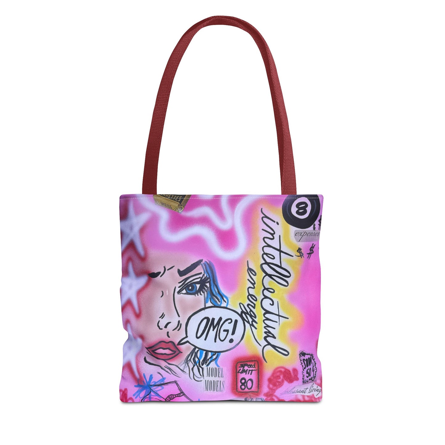 "intellectual energy" airbrush tote bag