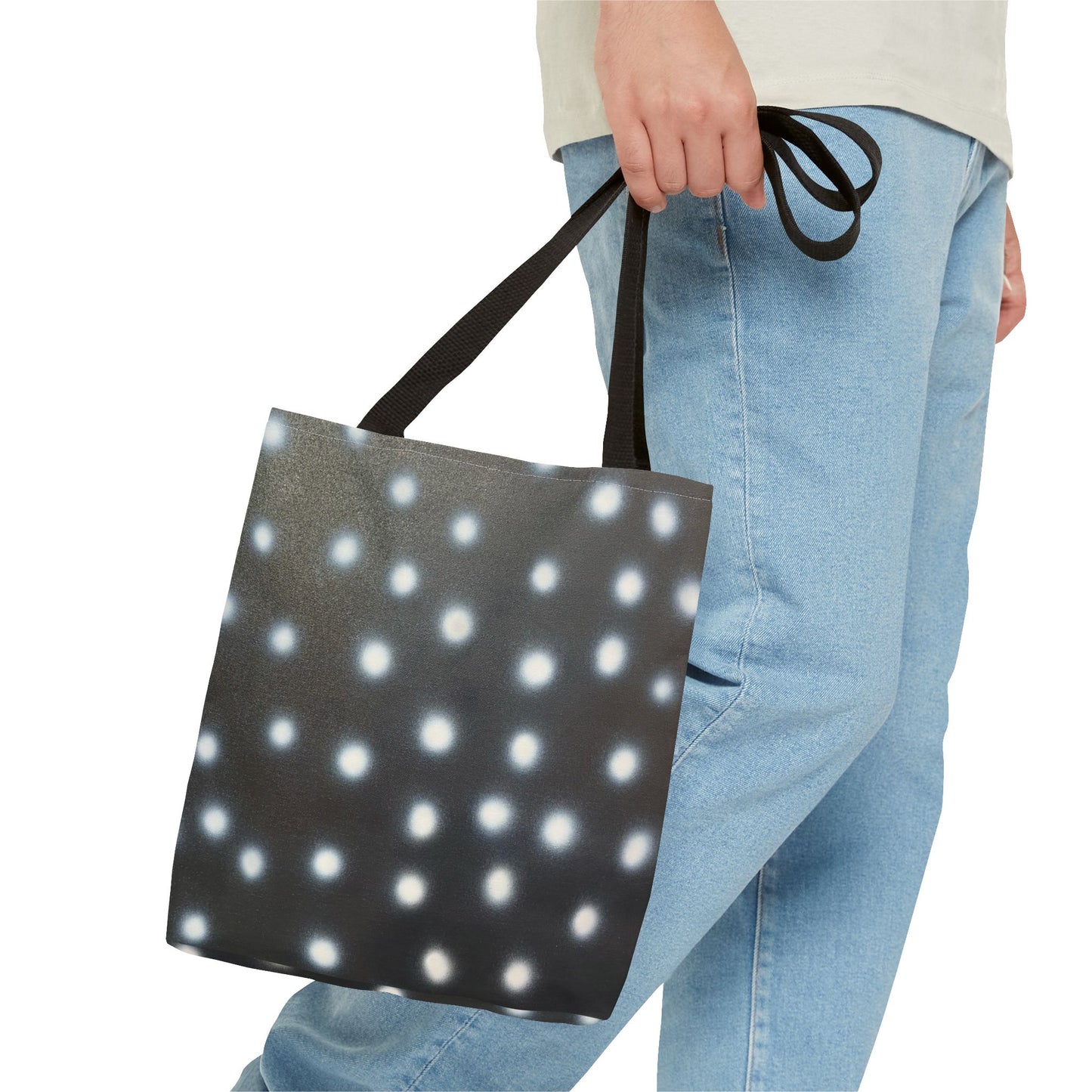 "coconut noir polka dot" airbrush tote bag