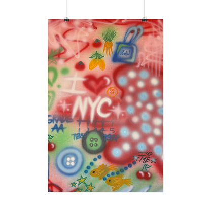"i <3 NYC" airbrush rolled print