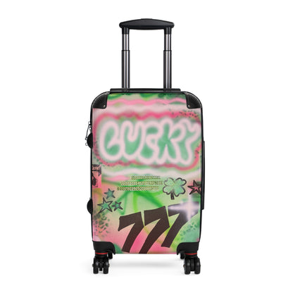 "so lucky" airbrush suitcase