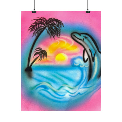 "dolphin love" airbrush rolled print