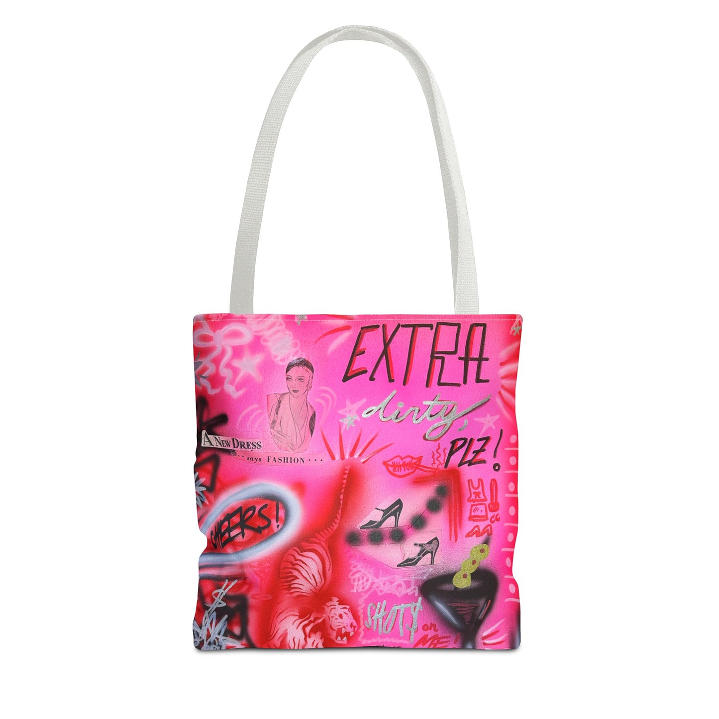 "extra dirty, plz" airbrush tote bag