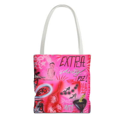 "extra dirty, plz" airbrush tote bag
