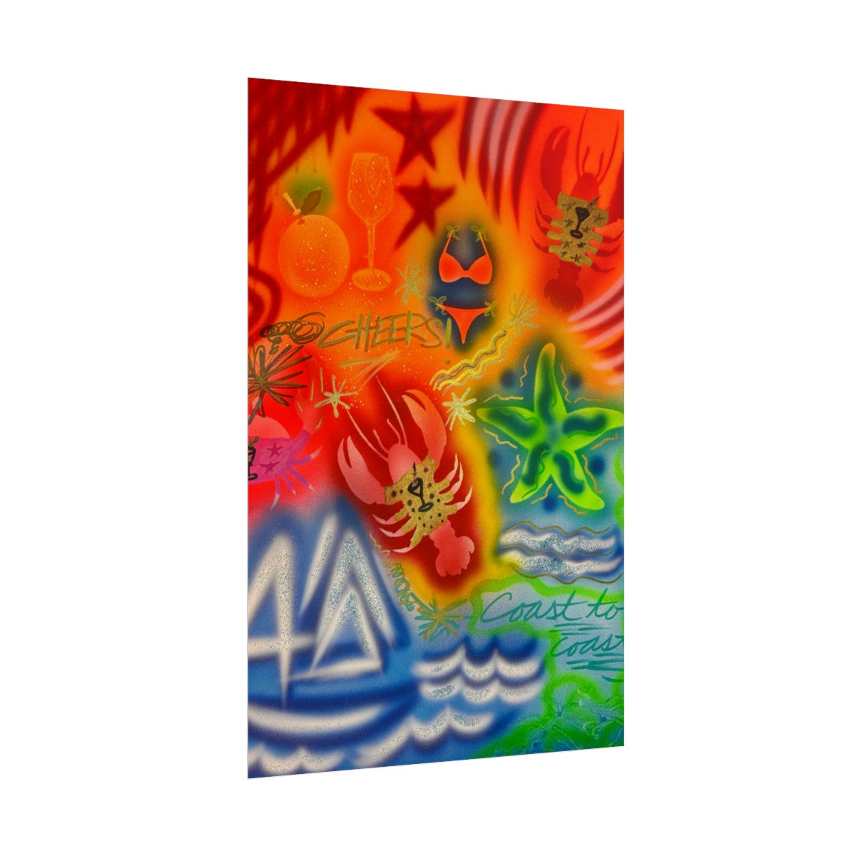 "tipsy lobster" airbrush rolled print