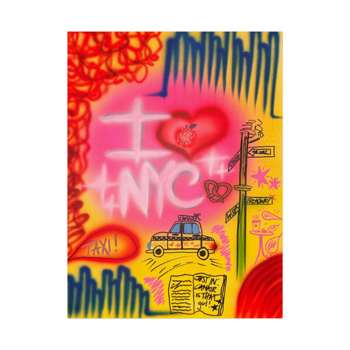 "in the city" airbrush rolled print