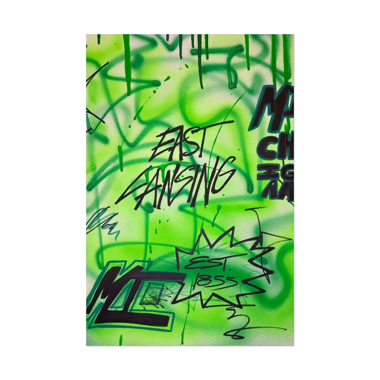 "east lansing, mi" airbrush rolled print