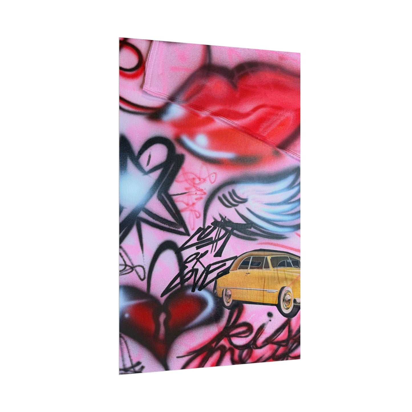 "lust or love" airbrush rolled print