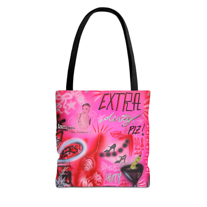 "extra dirty, plz" airbrush tote bag