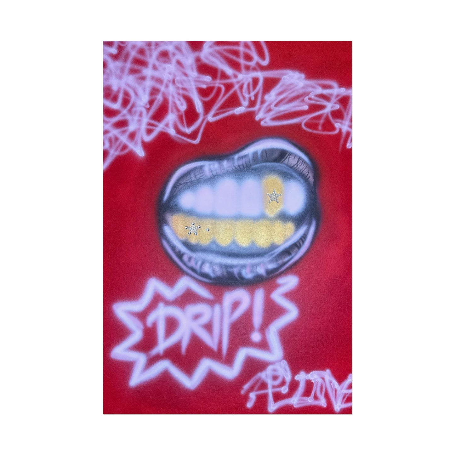 "tooth drip" airbrush rolled print