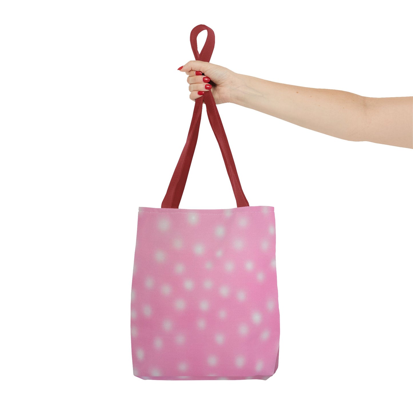 "strawberry swirl polka dot" airbrush tote bag